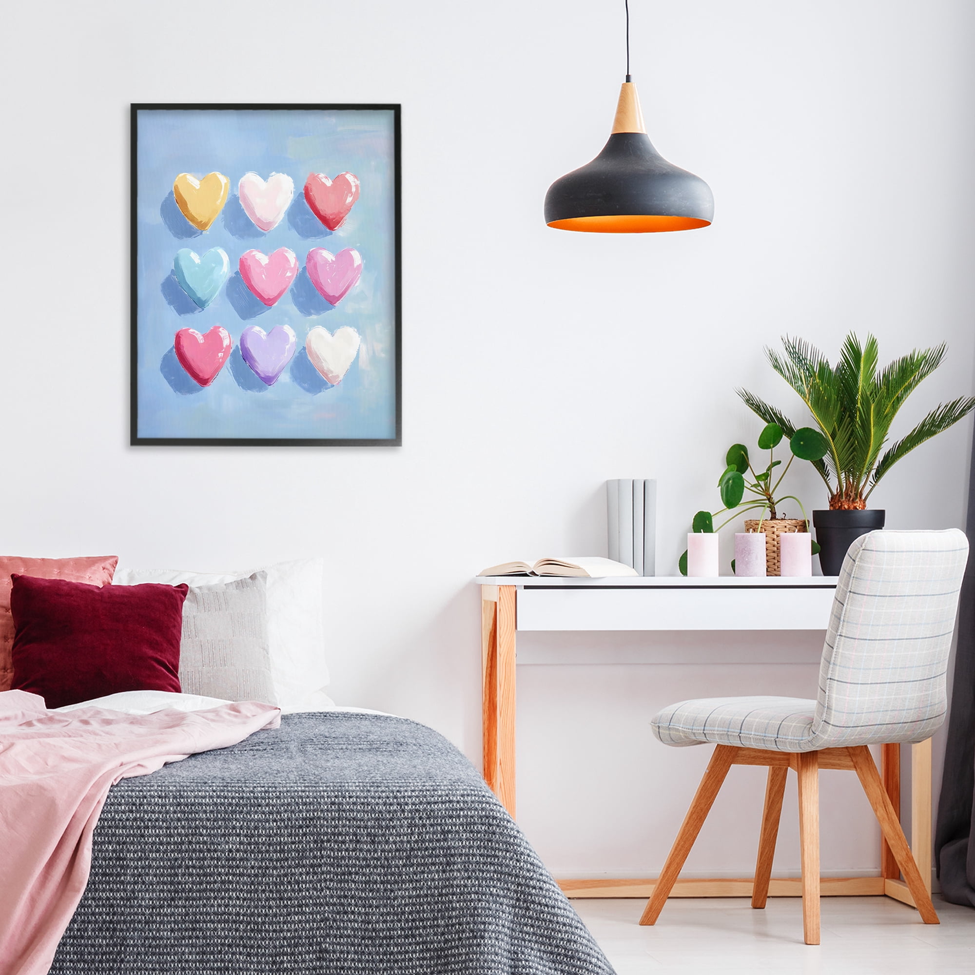 Stupell Industries Pastel Heart Grid Black Framed Giclee Art, design by The Prints Vibe