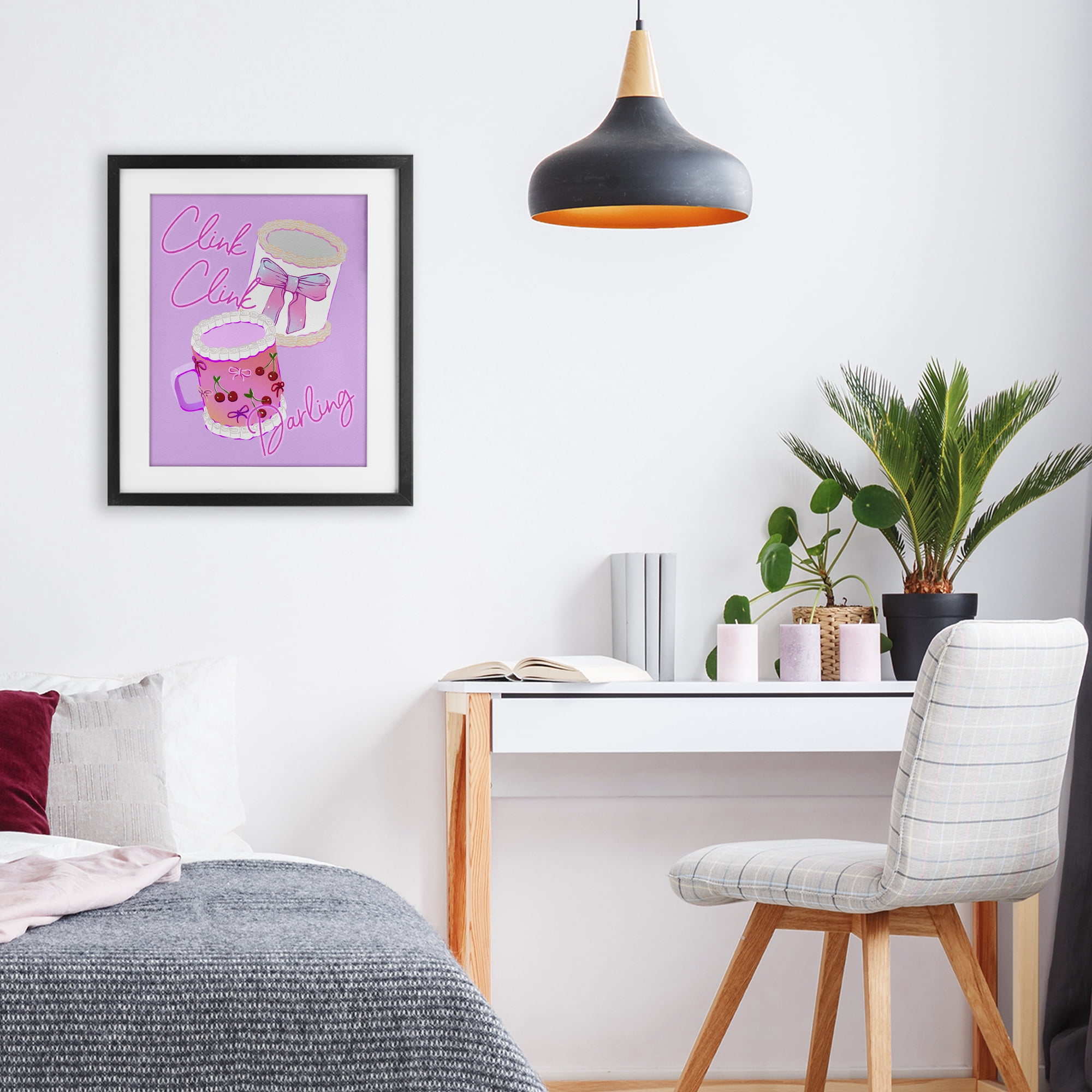 Stupell Industries Clink Darling Cherry Mug Black Framed Print Under Glass, design by Ziwei Li