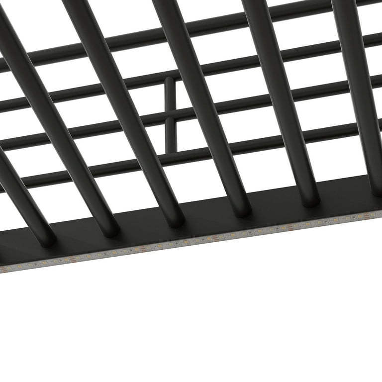 Euroco Full Loft Bed with Wardrobe, Desk, Shelves and LED Light, Black photo 5