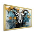 thumbnail image 2 of Designart "Blooms Portrait of Goat in Blue and Yellow" Animals Framed Wall Art Decor - Modern Farmhouse Yellow Goat Entryway Framed Wall Art Print, 2 of 6
