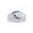 thumbnail image 1 of RYLOS Bagues pour Femmes Bague en Or Blanc 14K Pierre Précieuse Ovale 8X6MM et Diamants Design Classique Mars Aigue-Marine Bijoux pour Femmes Taille 8, 1 of 7