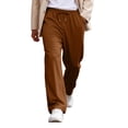 thumbnail image 2 of Mens Sweatpants Baggy Straight Leg Pants Elastic Drawstring Waist Lounge Joggers with Pockets Brown 2XL, 2 of 7