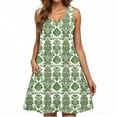 thumbnail image 4 of Viikei Summer Dresses for Women Sleeveless,Women Casual Loose Summer Printed Dress Sleeveless V-neck Top/shirt Set Green M, 4 of 6