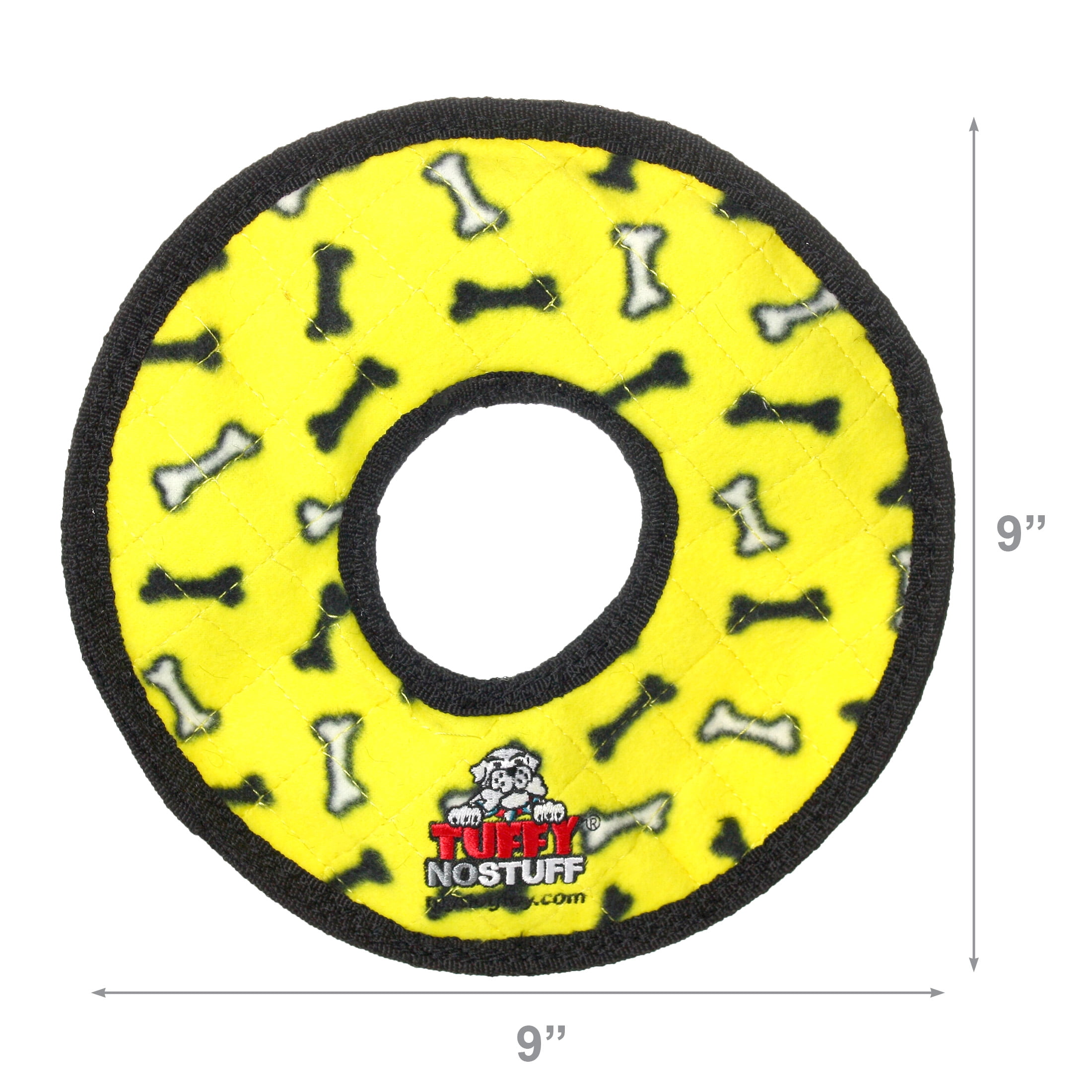Tuffy No Stuff Ultimate Ring Yellow Bone Durable Squeaky Dog Toy