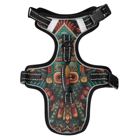 Pet Vest For Walking With Handle Adjustable Reflective Dog Cat Harness Aztec-style Seamless Illustration