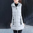 thumbnail image 2 of Drses Long Puffer Vest Women Winter Lightweight Zip up Sleeveless Puffy Jacket Hooded Warm Padded Gilet Outerwear Vests, 2 of 3