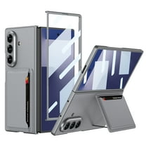 Slim for Samsung Galaxy Z Fold 7 Wallet with Card Holder and Back Flip Kickstand, Built in Screen Protector Thin Protective Cover For Samsung Galaxy Z Fold 7 Phone Case with Card Slot & Stand,Gray