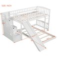 thumbnail image 3 of Twin over Twin Bunk Bed Frame with 2 Storage Drawers, Stairway Beds Frame with Slide, Wooden Bedframe with Guardrails, Easy Assembly, Mattress Not Included, White, 3 of 9