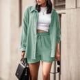 thumbnail image 2 of VNKIDY Women Shirts Summer Solid Color Loose Fit Linen Blouse Long Sleeve Button Down Lapel Soft Shirt For Casual Daily Wear Classic Tops, 2 of 6