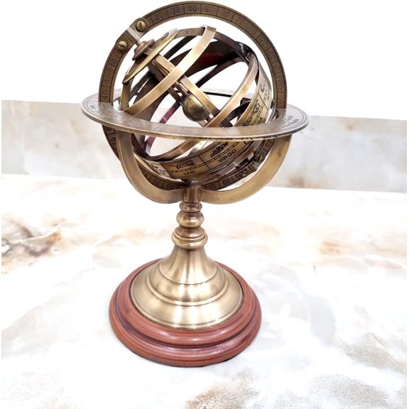 8 inch Nautical Brass Armillary Astrolabe Sphere Celestial Collectible Tabletop Armillary Antique Vintage Zodiac Globe Armillary Home Décor