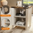 thumbnail image 3 of OKD Nightstand Set of 2 with Charging Station, Farmhouse Rustic Wood Side Table for Living Room, End Table for Bedroom, Antique White, 3 of 7