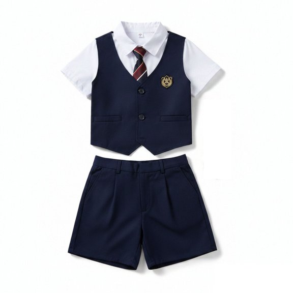 HAYIMI Cute School Two Piece Outfit Sets Boys Classic Preppy With Layered Shirt And Vest Styling Comfortable Everyday Wear For Kids Soft Clothes Sets