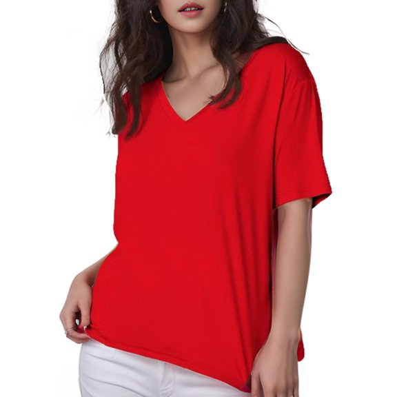 DreamFish Women's Plus Size Tops V Neck T Shirts Summer Short Sleeve Oversized Tees Casual Loose Fit Tunic