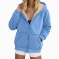 thumbnail image 2 of Towmus Zip up Hoodies for Women Oversized Solid Color Hood Sweatshirt Warm Winter Coats with Pockets S-3XL, 2 of 5