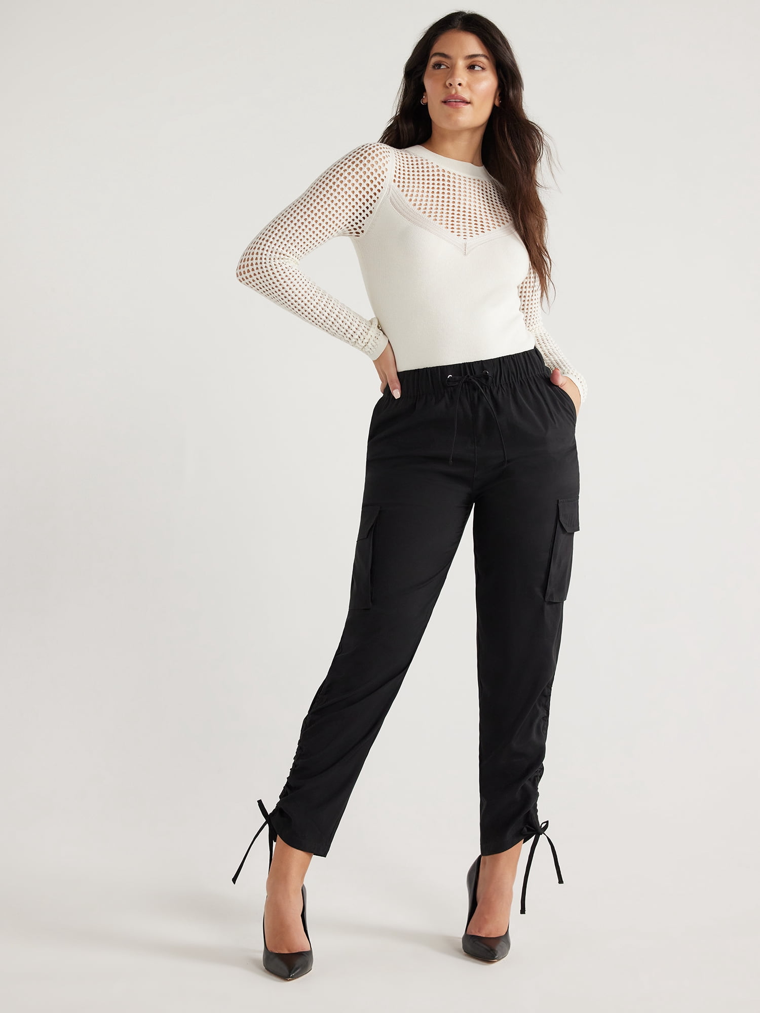 Sofia Jeans Women's and Women's Plus Super High Rise Luxe Cargo Pants, 27" Inseam, Sizes XXS-5X