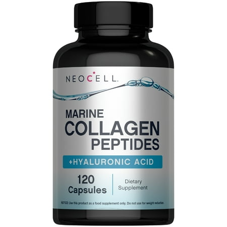 Marine Collagen Peptide Supplement with Hyaluronic Acid | 120 Capsules for Men and Women | by NeoCell