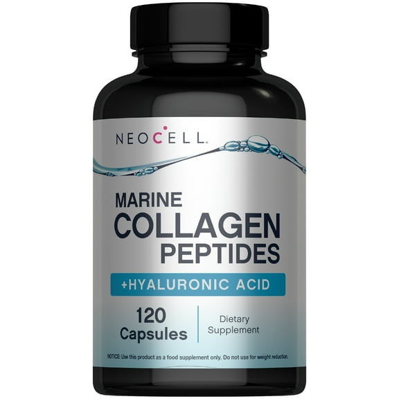 Marine Collagen Peptide Supplement with Hyaluronic Acid | 120 Capsules for Men and Women | by NeoCell