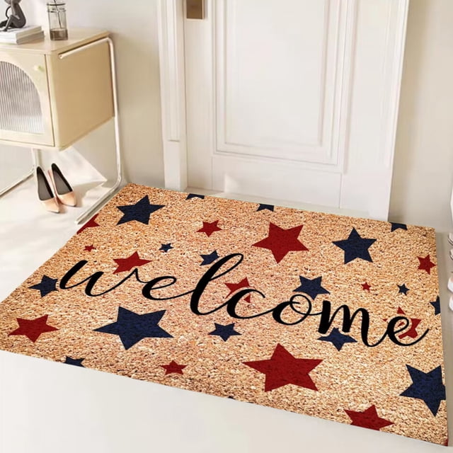 Fiudx Tapete Del Día de La Independencia, Tapete Colorido de Poliéster, Tapete Antideslizante para Puerta de Entrada, Tapete Fácil de Limpiar para Baño y Cocina, Decoración Festiva para El Hogar, Acc