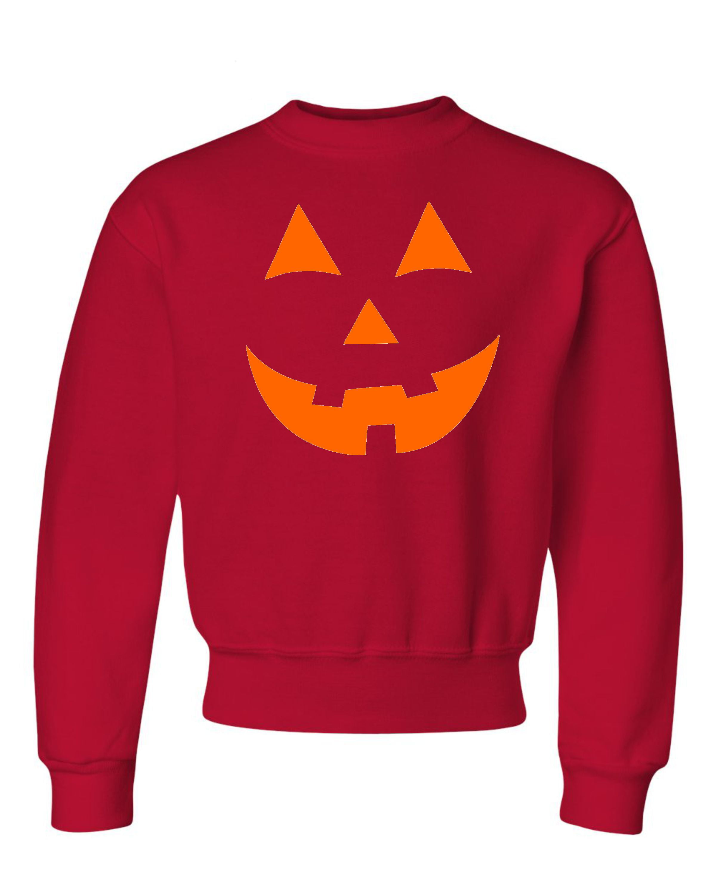 Go All Out Youth Jack O Lantern Pumpkin Face Halloween Funny Crewneck Sweatshirt 