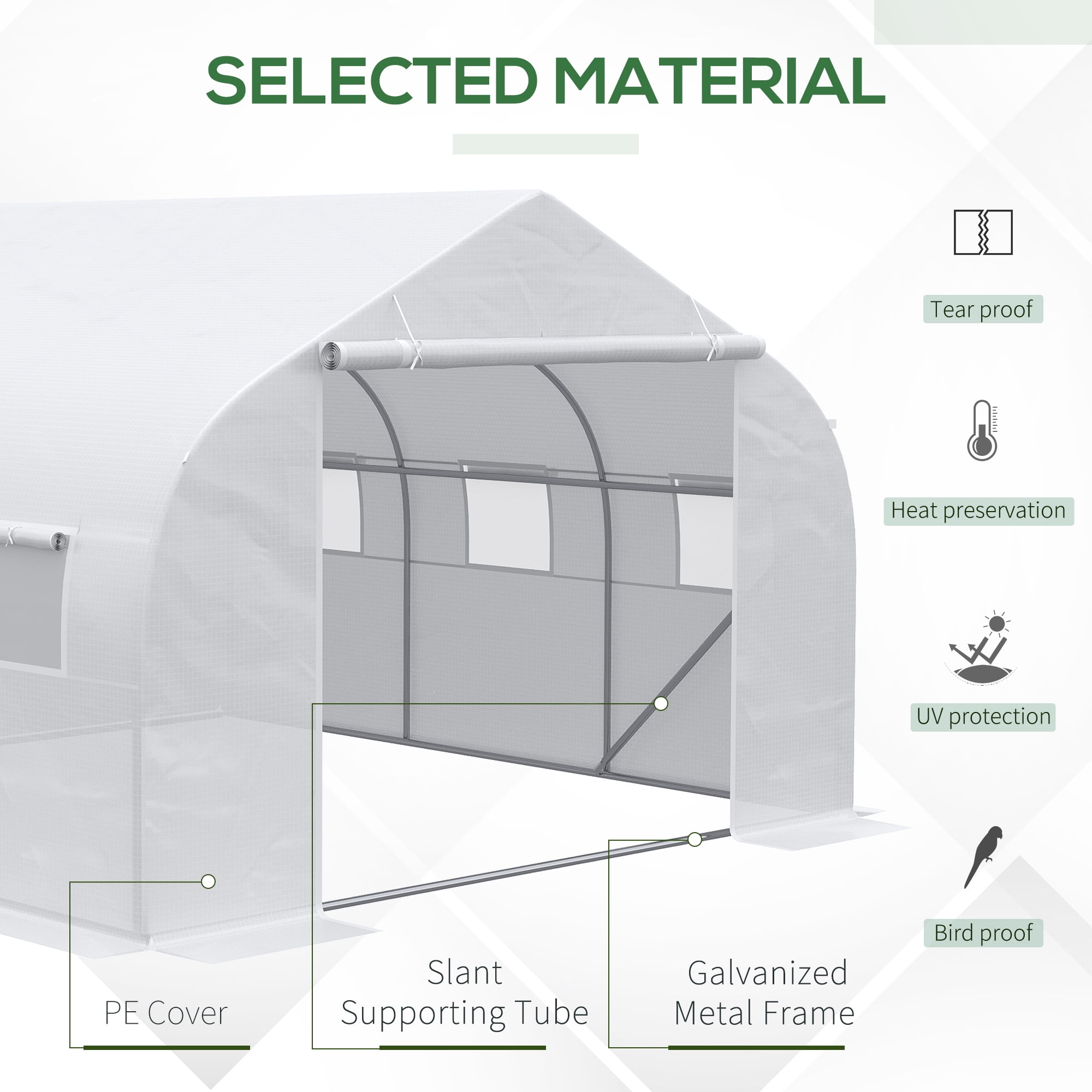 Outsunny 11.5' x 10' x 6.5' Outdoor Tunnel Greenhouse, Mesh Windows, White