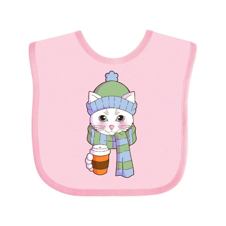 

Inktastic Cute White Cat in Scarf and Hat Gift Baby Boy or Baby Girl Bib