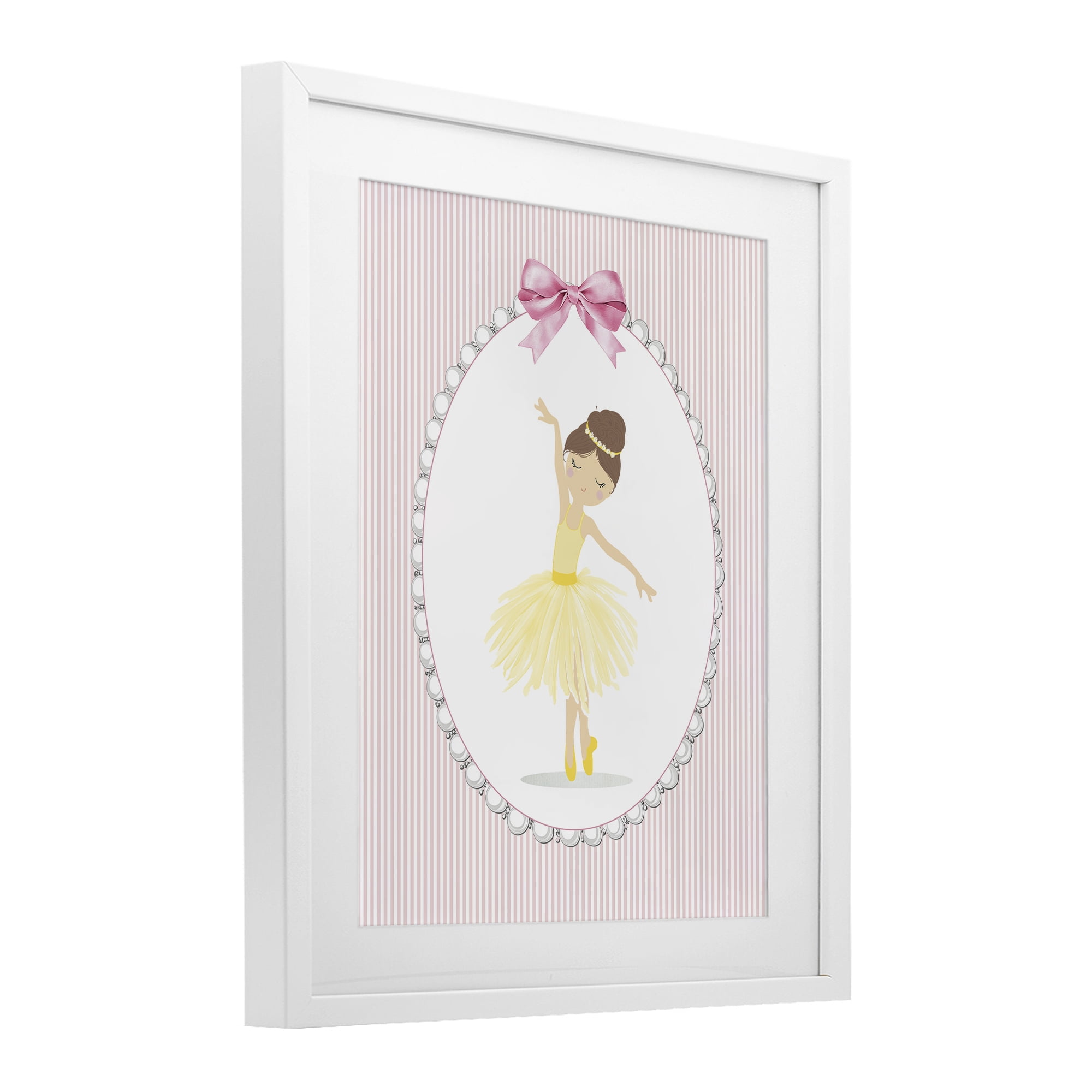 Stupell Industries Dainty Dance on Stripes White Framed Print Under Glass, design by Christine Simpson Art