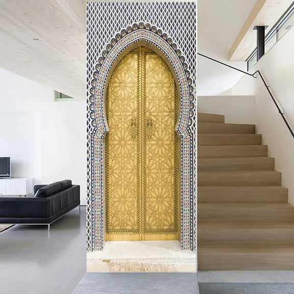 Muslim Styles Islamic DIY Door Wallpaper Art Mural Morocco Architecture Sticker Home r Living Room B