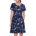 thumbnail image 1 of Bixox Robe d'Été à Manches Courtes pour Femmes Robe Ample Longueur Genou avec Poches-Style Hawaïen, 1 of 7