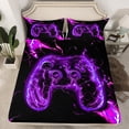thumbnail image 2 of Manfei Game Twin Sheet Set,Modern Gamepad,Purple Black,3-Piece Microfiber, 2 of 7