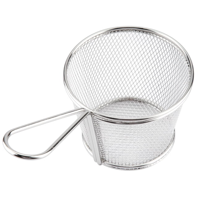 French Fries, Mini Stainless Steel Chips Deep Fry Baskets Food Presentation Strainer Potato Tool Fry Baskets With Handle Deep Fryer Baskets Only With Wire Handle for Kitchen Cookin