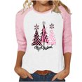 thumbnail image 1 of LckLvx T-Shirts de Noël pour Femmes Col Rond Manches 3/4 Raglan Chandail Tops Mignons Graphiques Décontractés, 1 of 4