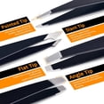 thumbnail image 4 of MORGLES 6Pcs Tweezers Set, Stainless Steel Tweezers for Eyebrow with Curved Scissors, Brow Brush & Leather Case - for Shaping & Ingrown Hair, Black, 4 of 5