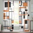 thumbnail image 3 of Orange Geometry, Semi Sheer Curtains 96 Inch Length 2 Panels Set, Retro Modern Abstract Middle Century Sheer Kitchen Curtain Privacy Voile Window Curtain for Living Room Bedroom Rod Pocket Drapes, 3 of 7