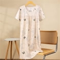 thumbnail image 2 of Chemise de Nuit pour Femmes, Manches Courtes à Col Rond Imprimé, Robe d'Allaitement, Rayonne Spandex Douce, Robe de Détente Longueur Genou, 2 of 5