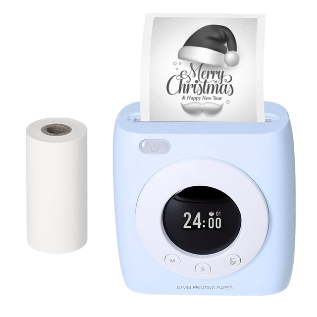 Pocket Printer BT Wireless Thermal Printer Portable Mobile Printer 300dpi for Photo Picture Receipt Memo Note Label Sticker with Clock Function Compatible with Android iOS Windows