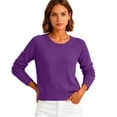 thumbnail image 4 of Dwellite Women Sweaters Knitted Cropped Crewneck Basic Trendy Fall Tops Cropped Sweater Winter Long Sleeve Dressy Top 2026 Purple S, 4 of 6