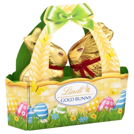 Lindt Gold Bunny Basket, Milk Chocolate, Easter Chocolate Candy Bunny, 3.5 oz, 2 Count