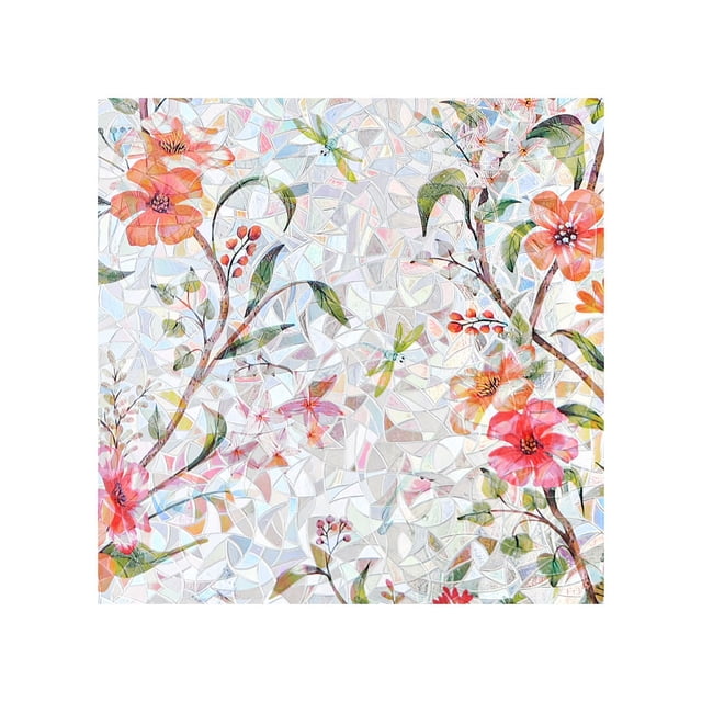 zhangmingg 2026 Floral Pattern Static Cling Window Film Decorative Privacy Sticker for Home Glass