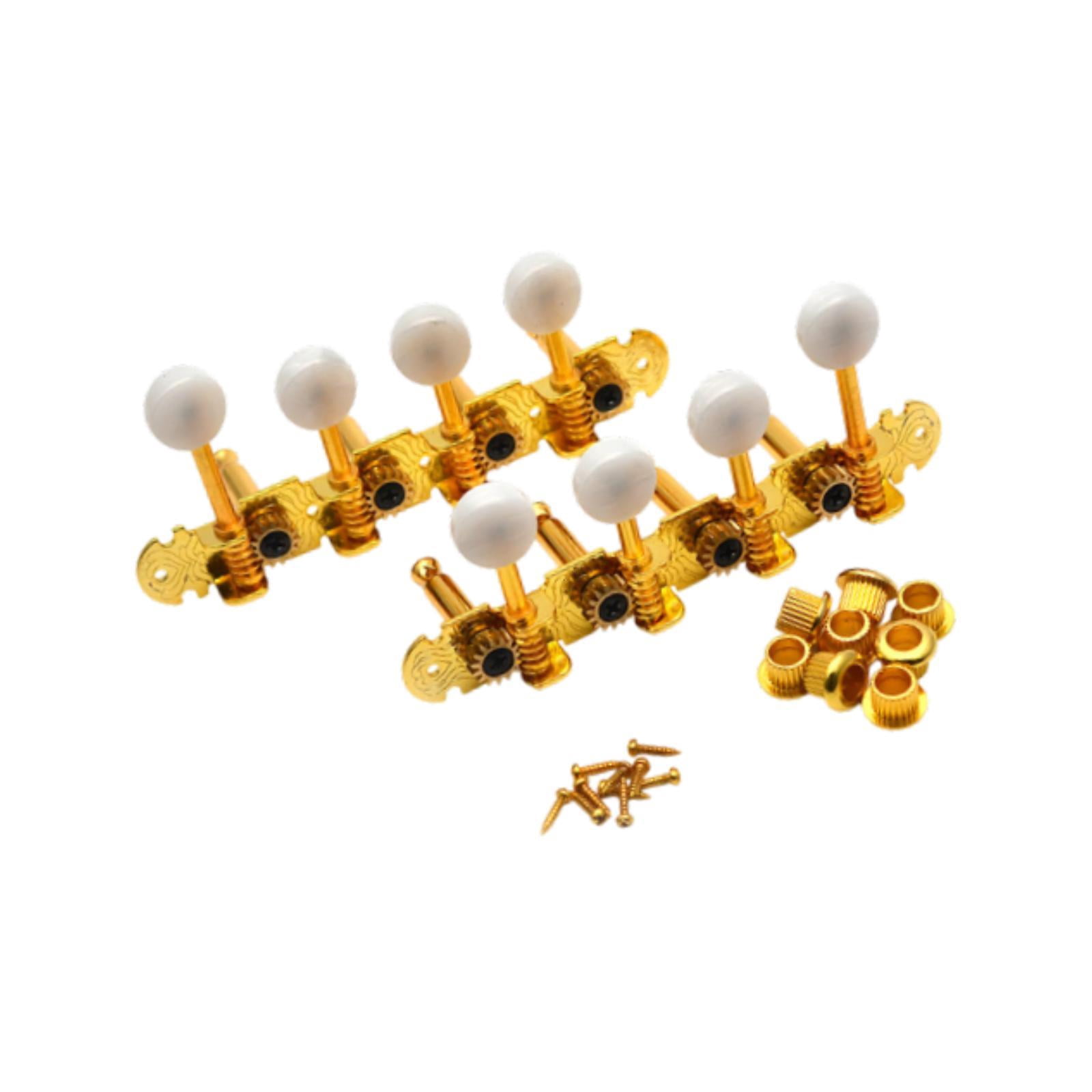 Dualoai 2 Pieces Mandolin Tuning Pegs Knobs Professional 4L 4R String Tuning Pegs Guitar Gold