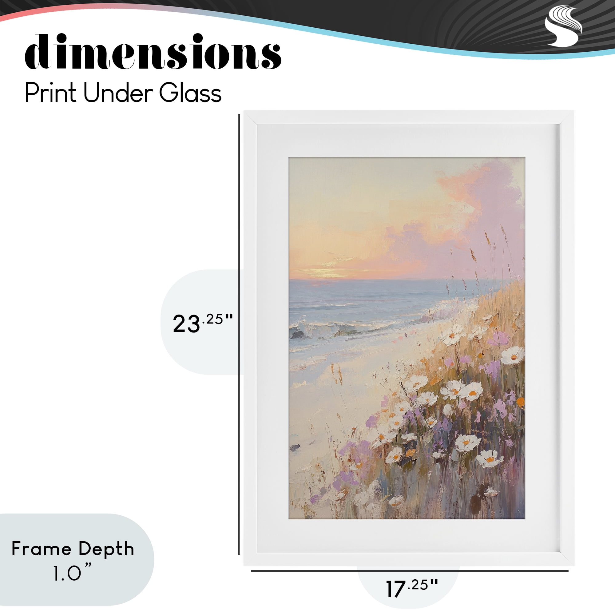 Stupell Industries Pastel Sunset Wildflowers By Sea White Framed Print Under Glass, design by Sisi and Seb