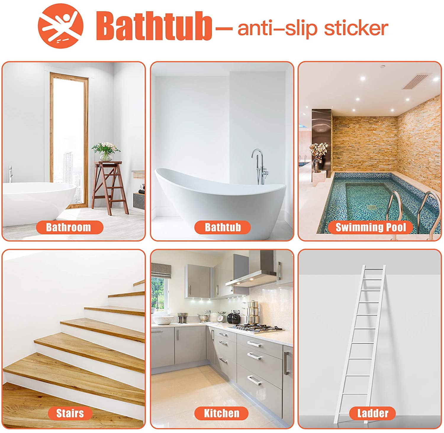 12/24x Antislip Applique Strip Stickers Bath Tub Shower Bathroom Stairway Safety 