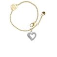 thumbnail image 2 of Delight Jewelry Silvertone Textured Open Heart Gold-tone Rose Link Chain Bracelet, 6.25"+1.75" Extender, 2 of 4