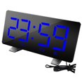 thumbnail image 1 of Reloj digital , Despertadores eléctricos LED Superficie de espejo para maquillaje de atenuación, 3 niveles de brillo, puertos USB duale negro Gloria relojes de alarma digitales, 1 of 9