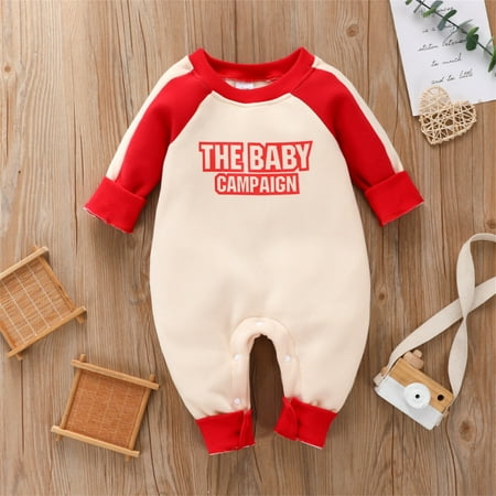 

Toddler Baby Boys Girls Letter Cotton Soft Long Sleeve Romper Jumpsuit