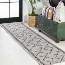 JONATHAN Y SANTA MONICA 2 x 10 Runner Rug, Derya Tribal Diamond Trellis - Beige/Brown, SMB129A-210