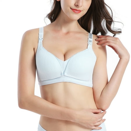 

EHTMSAK Nursing Bra for Breastfeeding Stretch Sports Comfort Bralette Blue XL