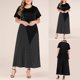 thumbnail image 2 of Vestidos de verano para mujer Vestido de manga corta con estampado de rayas de playa para mujer Vestido de talla grande Pompotops ghjkhdj13298, 2 of 7