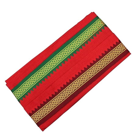 Swadeshi Desire Men's Color Border Cotton and Crush Jarigai Angavastram/towel/kasavu Shawl/melmundu/uthareeyam/Traditional Pooja Towel – DOUBLE BORDER(RED, 1)