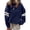 Navy, variant on CURBODO Women's Striped Varsity Sweatshirt Oversized Long Sleeve Crewneck Pullover Fall Casual Tops