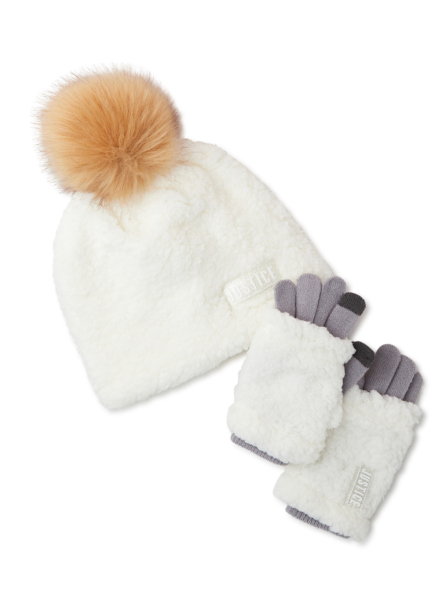 Justice Girls Beanie with Pom and Gloves, 2-Piece Cold Weather Set, One Size - image 2 of 3